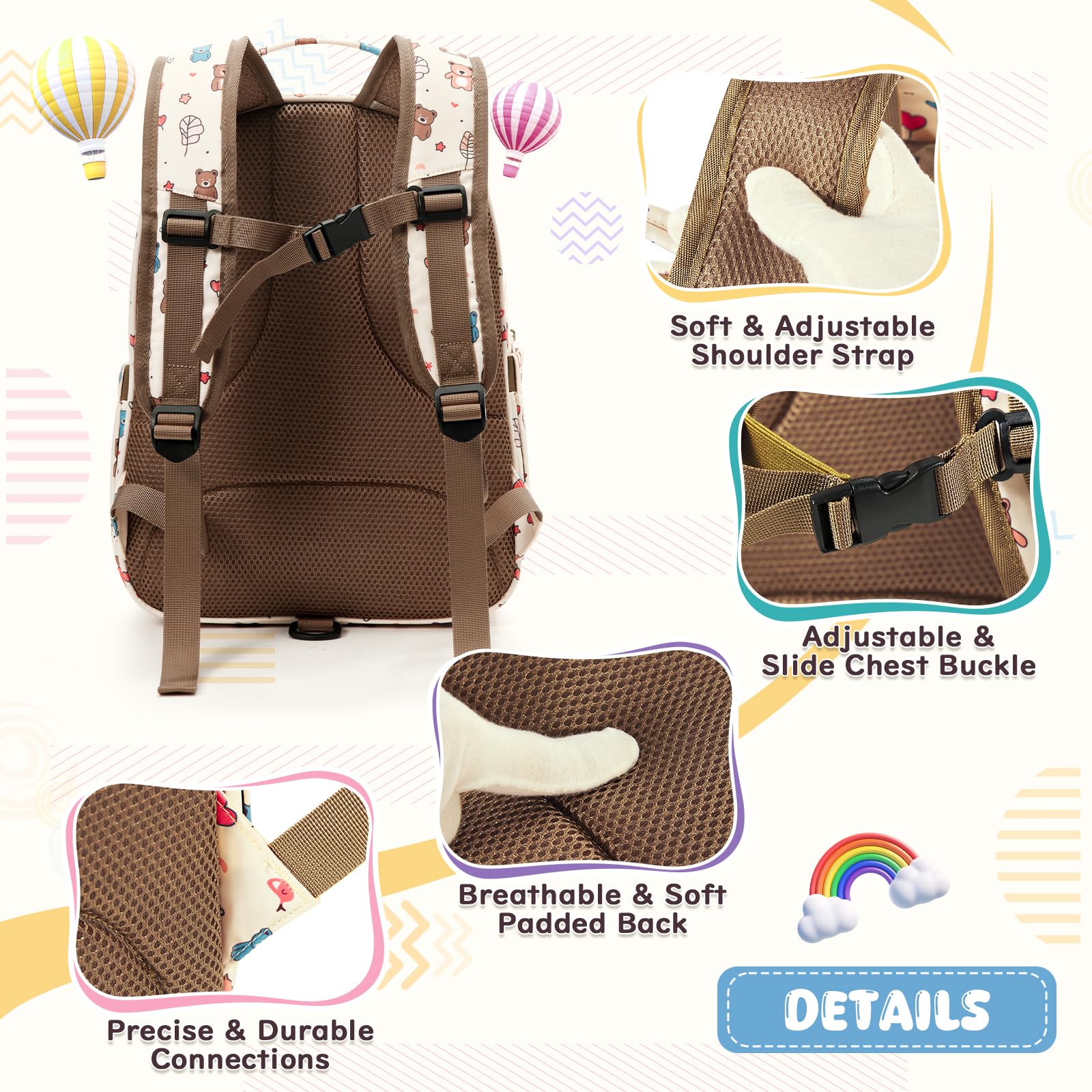 **Cute Bear Backpack for Kids - 15