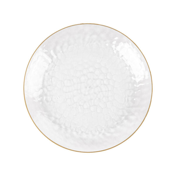 32-Piece Clear Hammered Round Plastic Dinnerware Set - Shatterproof BPA-Free Dinner Plates & Bowls (16 Servings) - Perfect for Outdoor Picnics, BBQs, and Party Events