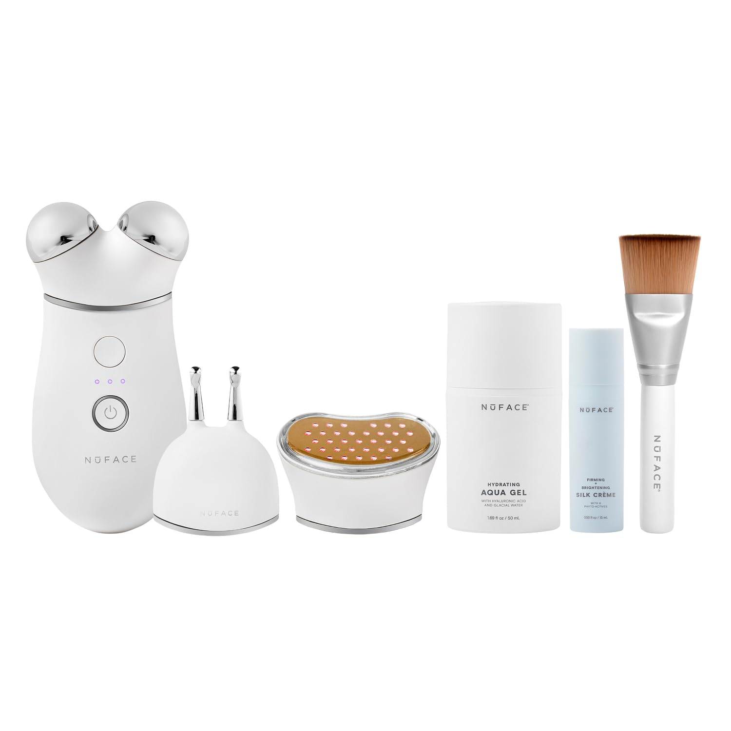 NuFACE Trinity Facial Toning Device Complete Set - Anti-Aging Microcurrent Therapy with Wrinkle Reducer & Lip/Eye Attachments for Glowing Skin | At-Home Spa Treatment & Professional Skincare Routine