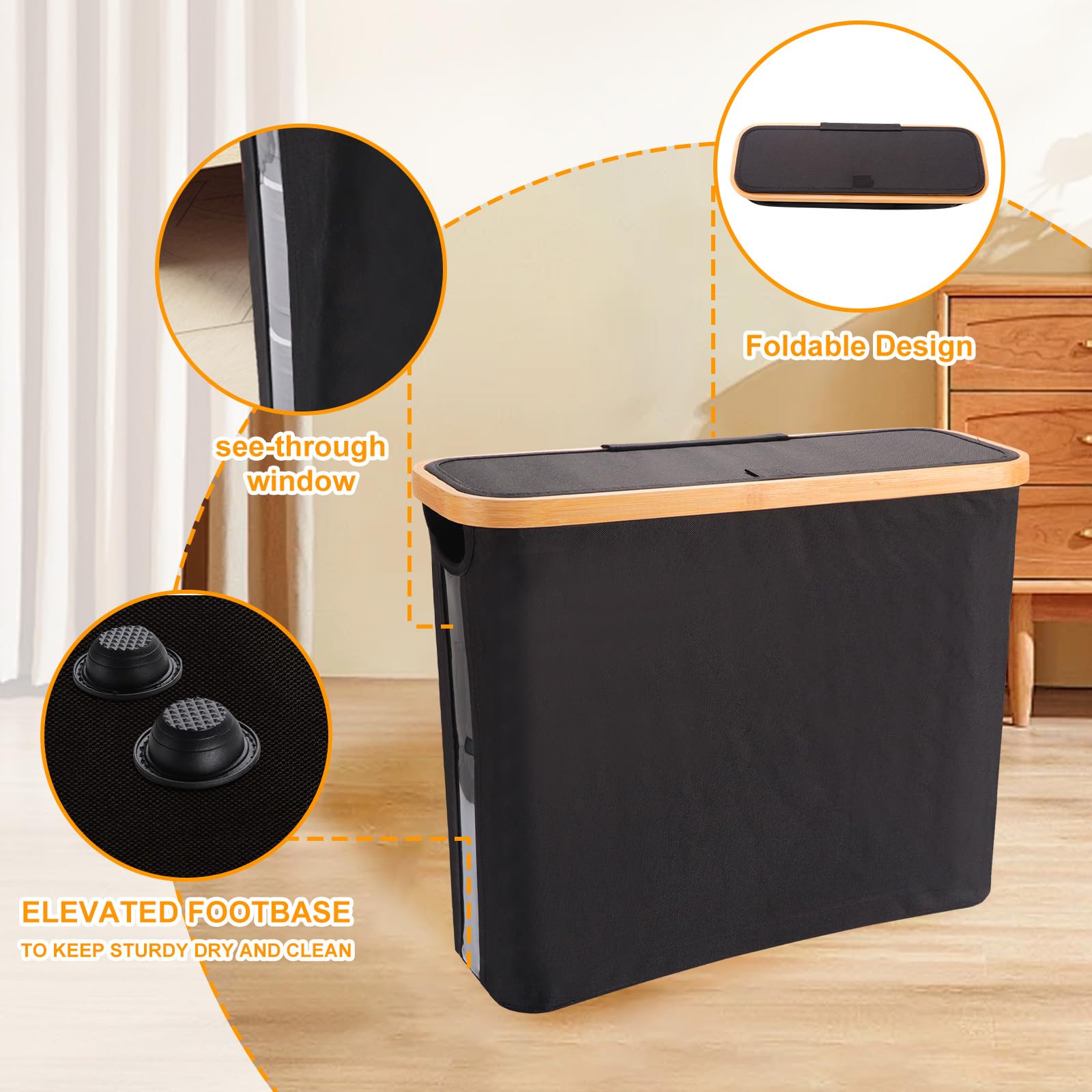 Toilet Paper Storage Basket with Lid - Holds 12 Mega Rolls | Bathroom Organizer & Accessories Holder | Space-Saving Toilet Paper Bin for Bathroom, RV, or Guest Room (Black)