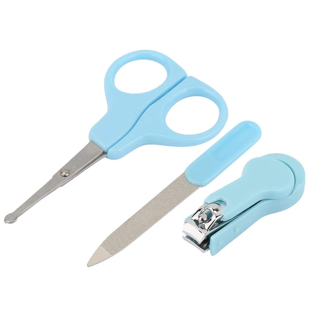 **Baby Nail Clipper Grooming Kit - 3-Piece Manicure Set for Toes & Fingernails Care, Includes Nail Scissors, Clippers & File - Safe for Newborns & Toddlers (Blue) - Perfect for Gentle At-Home Baby Grooming & Travel**