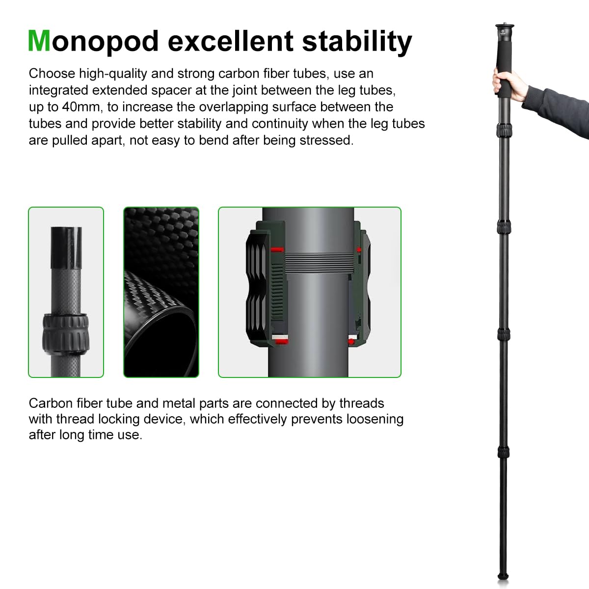 FANAUE MD-01 Carbon Fiber Camera Monopod Stand with 1/4