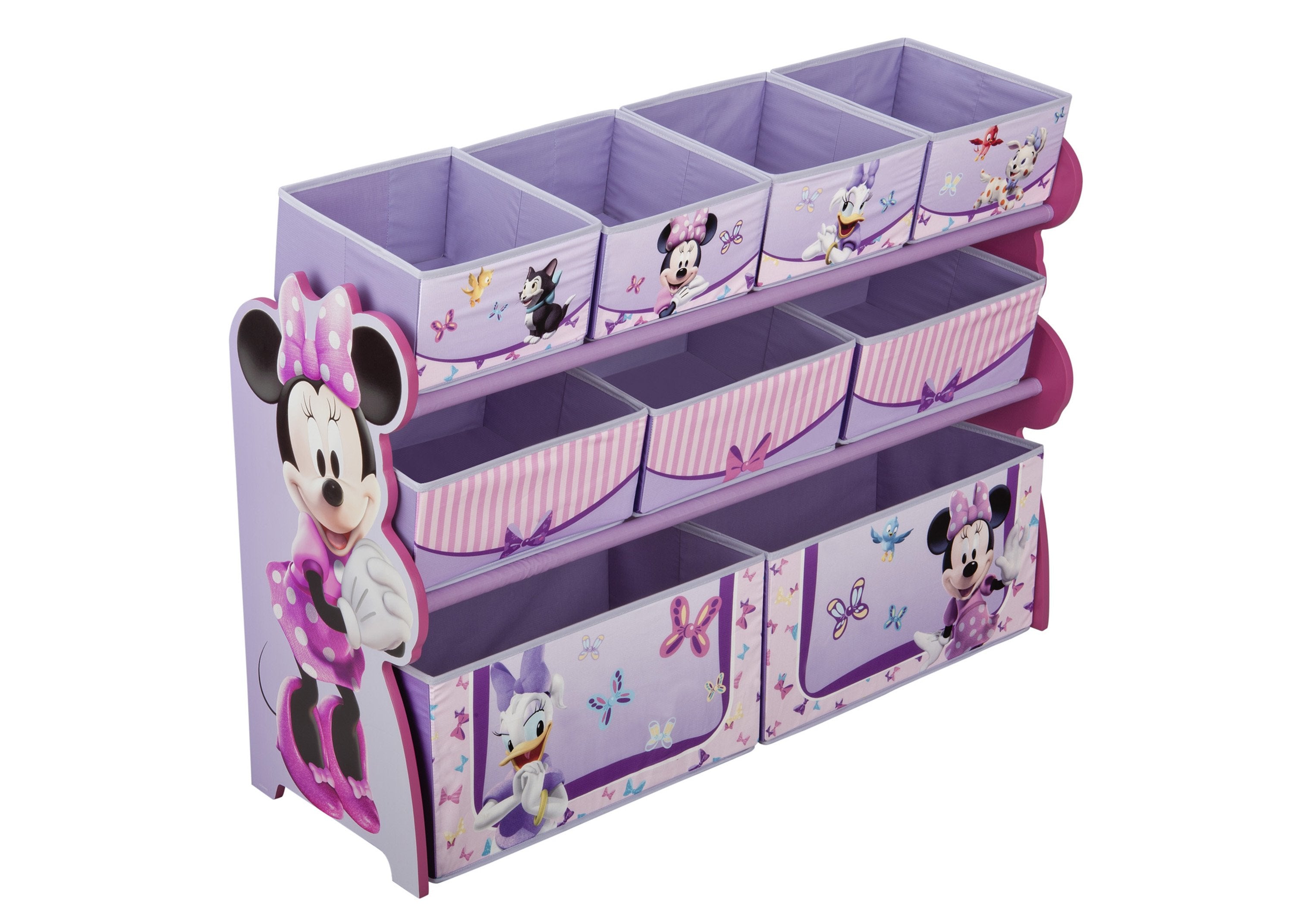 Minnie Mouse Deluxe Multi Bin Toy Organizer - 6 Compartment Storage Solution for Kids' Room, Playroom & Nursery Organization - Perfect for Toys, Books & Art Supplies