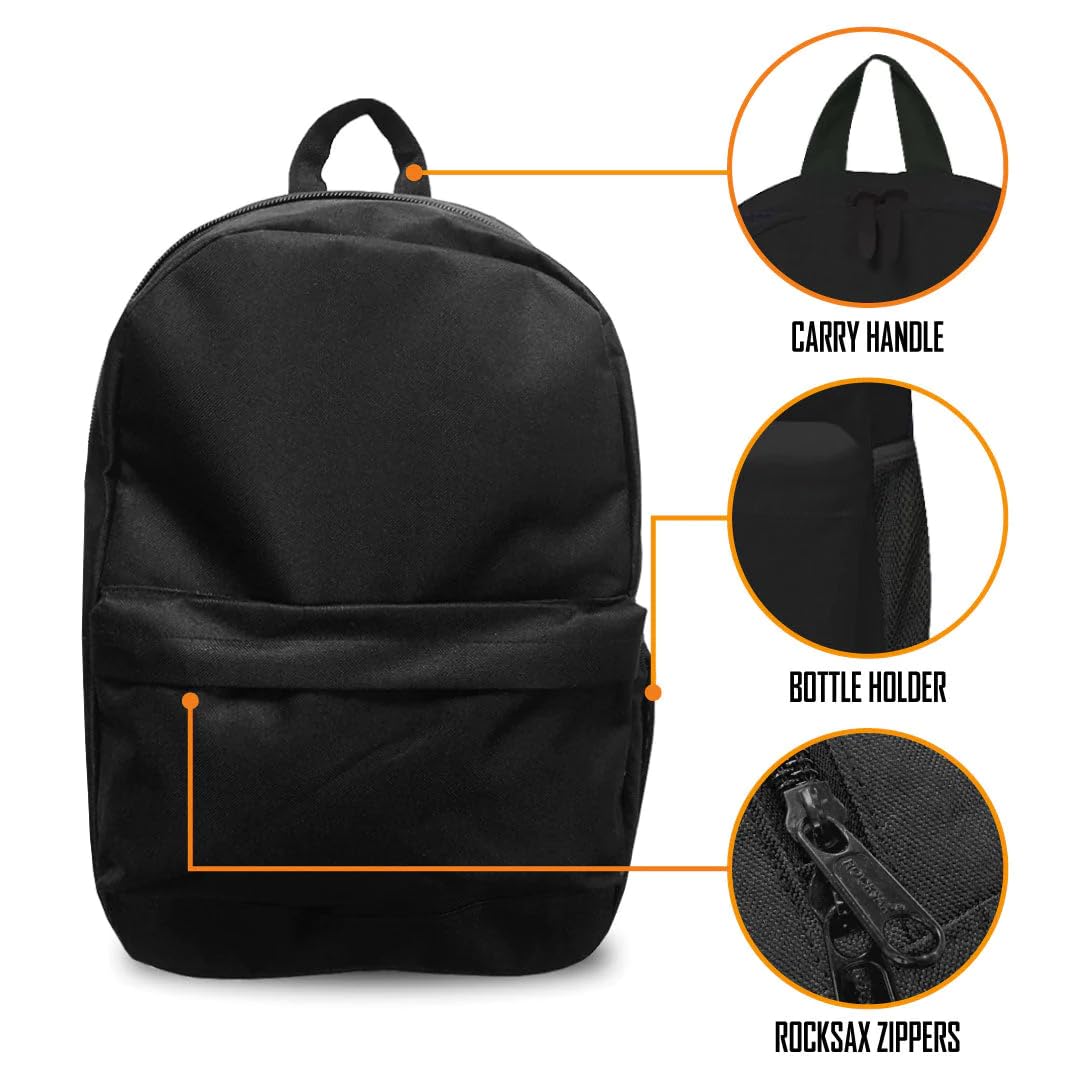 Official Rocksax Black Backpack with Wings Band Logo - Stylish & Durable School, Travel & Everyday Carry Bag