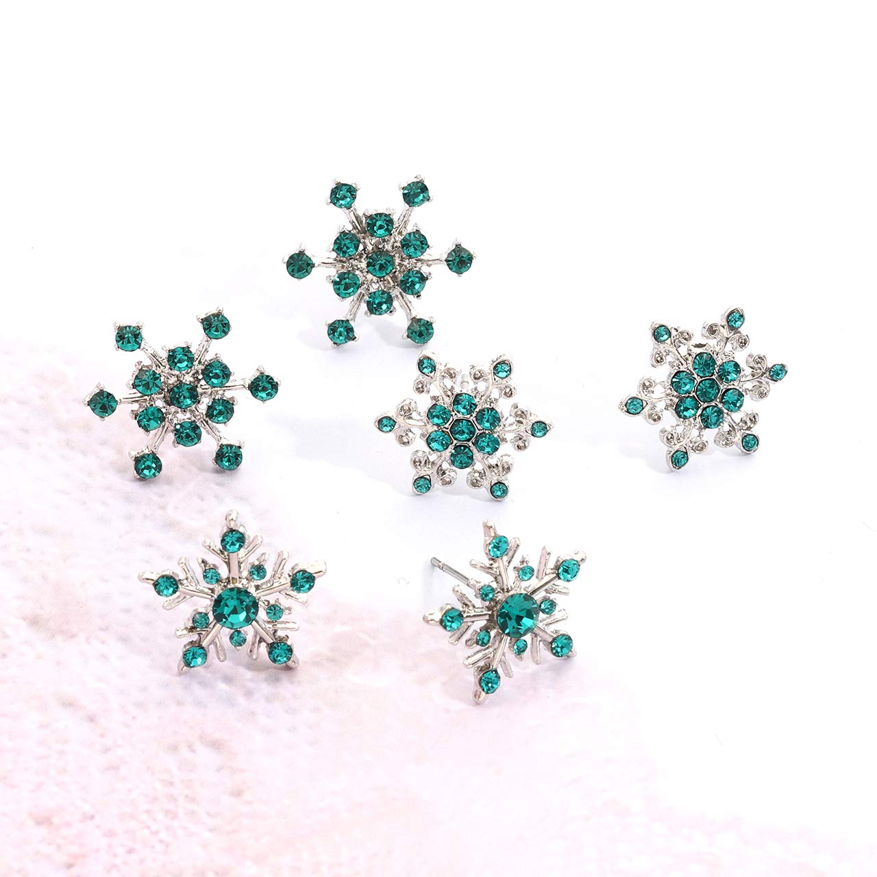 Sparkling Snowflake Stud Earrings for Women - Rhinestone Crystal Christmas Holiday Jewelry Set | Perfect Gift for Parties, Weddings & Festive Occasions
