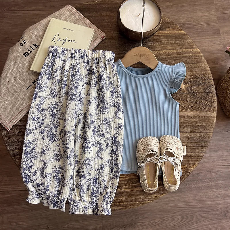 Adorable Floral Baby Girl Vest & Pants 2-Piece Outfit Set - Perfect for Photoshoots, Parties & Casual Wear