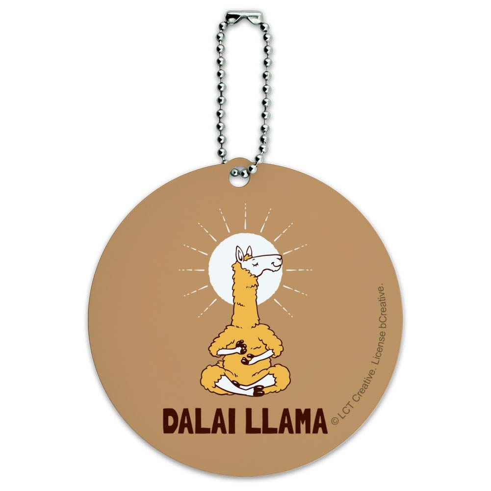 Funny Dalai Llama Humor Round Luggage ID Tag - Durable Suitcase Carry-On Name Tag for Travel Accessories - Perfect for Backpacks, Duffel Bags & Suitcase Identification
