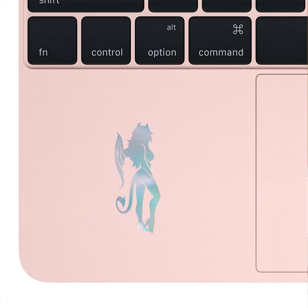 Premium Waterproof Vinyl Decal Stickers - Sexy Devil Girl Holographic Design (Set of 2) for Laptop, Phone, Helmet, Car Window, Bumper, Mug, Cup, Door & Wall Decoration - Perfect for DIY Projects, Gifts & Personalizing Your Belongings