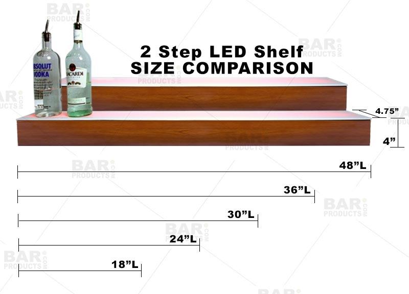 BarConic® LED Liquor Bottle Display Shelf - Wild Cherry 2-Tier Adjustable Length for Home Bar, Liquor Store & Restaurant Backlit Display - Perfect for Whiskey, Vodka & Wine Bottle Showcase