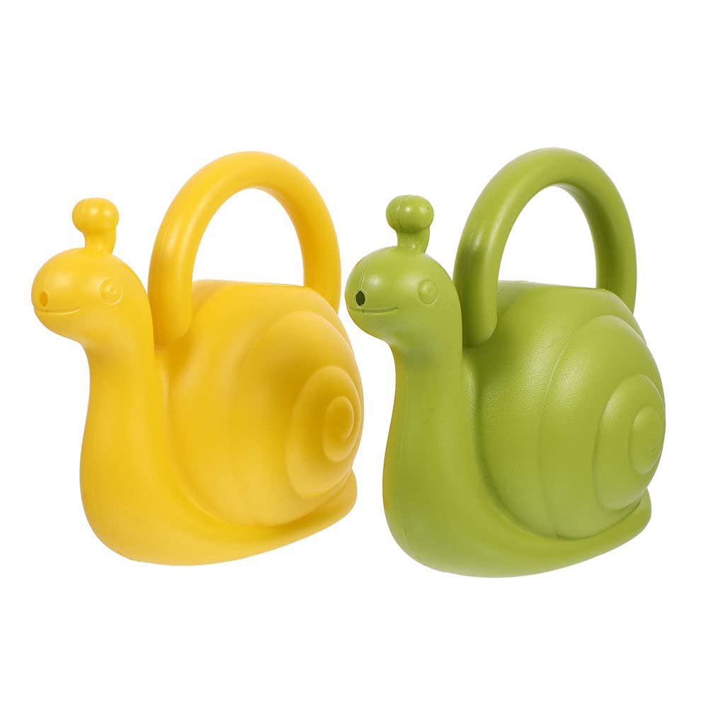 Cabilock 2-Pack 1L Snail-Shaped Watering Can - Cute Cartoon Elephant Design Garden Watering Pot for Indoor/Outdoor Plants, Flowers, Succulents - Perfect for Home Gardening, Balcony Decor & Beach House Use (Random Color)