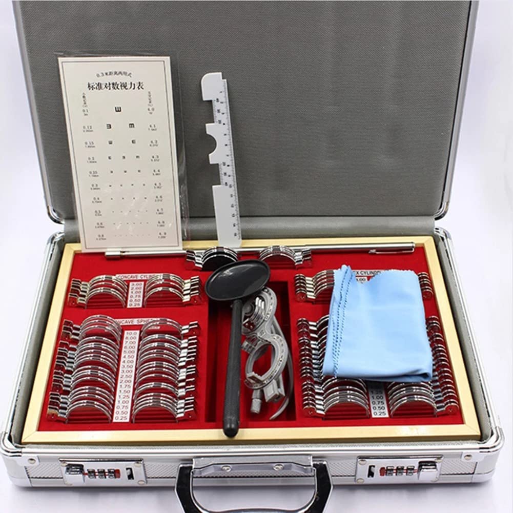 104 Pcs Optical Trial Lens Set - Professional Optometry Kit with Measuring Glasses Frame & Aluminum Rim Case for Eye Exams, Vision Testing, and Clinical Use