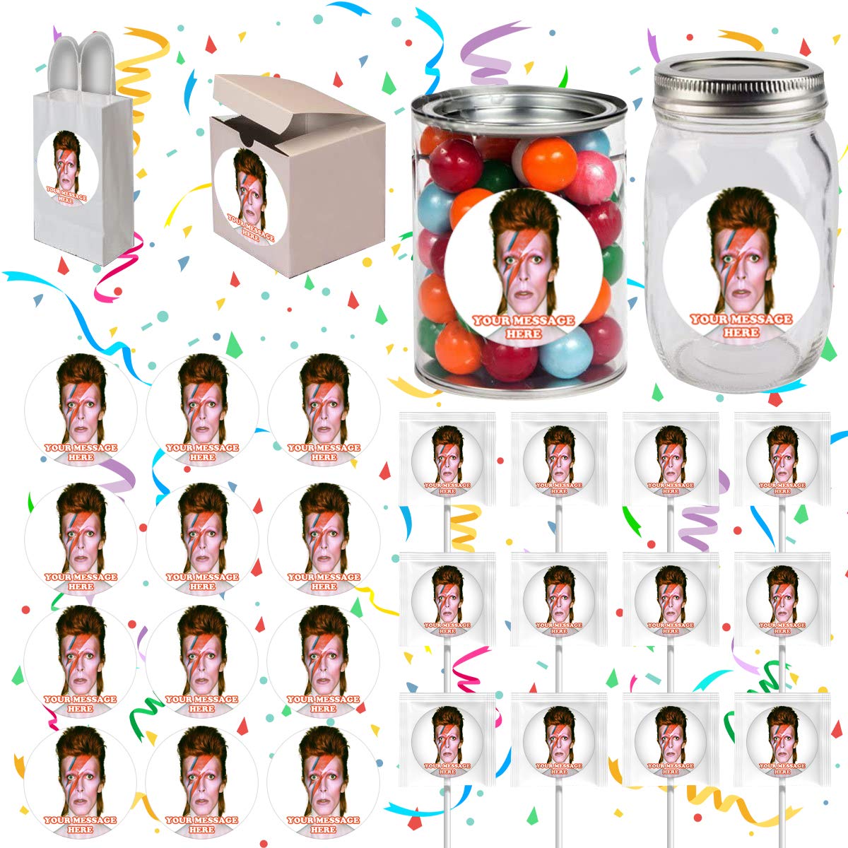 David Bowie Party Decorations - 12-Piece Set with Stickers for Themed Birthday, Halloween & Music Celebrations