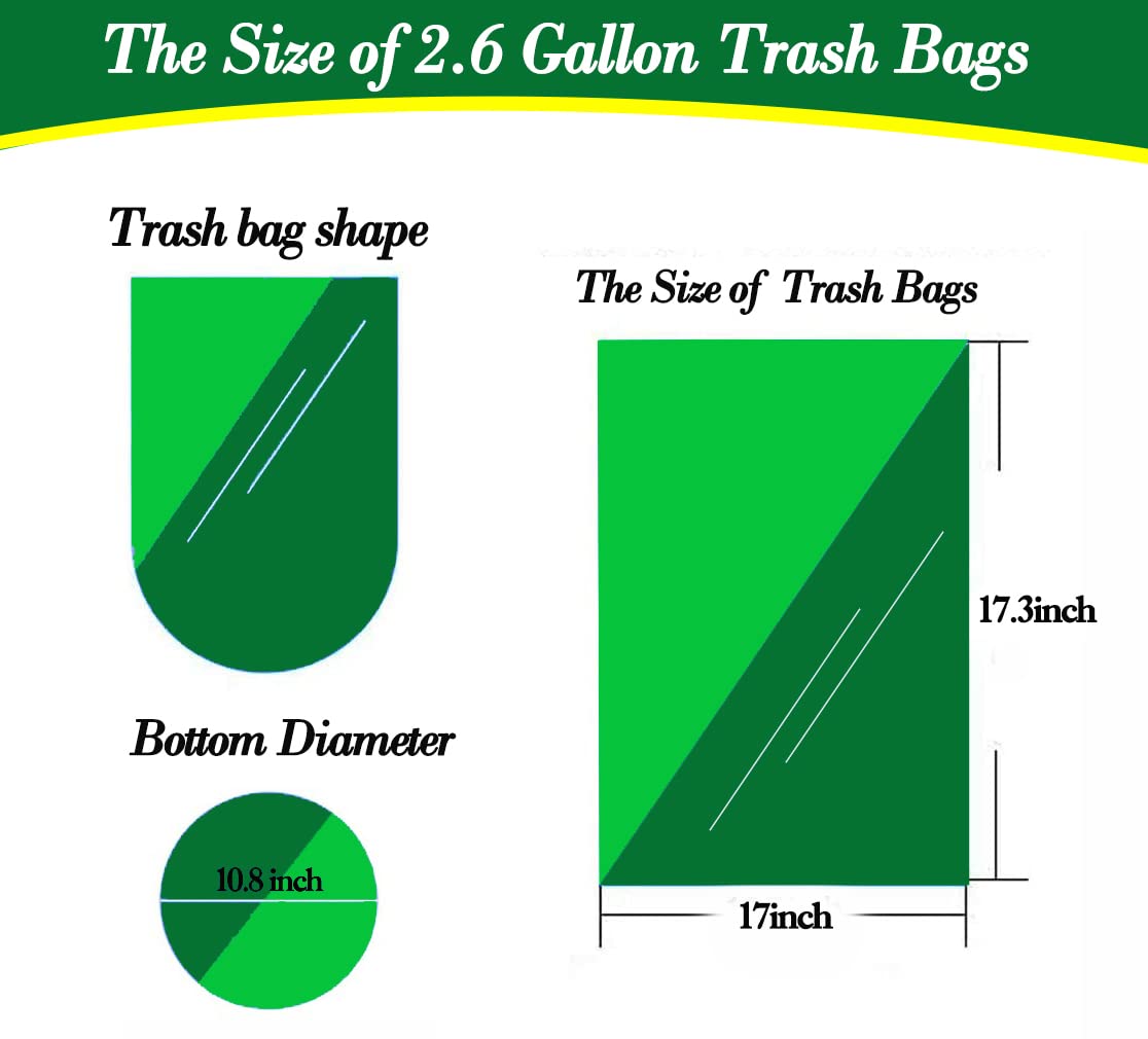 Hommaly 120-Count 2.6 Gallon Small Clear Trash Bags - Strong 2.5 Gallon Garbage Bags for Bathroom, Office & Waste Baskets | Unscented Mini Plastic Bin Liners Fits 6-10 Liter (2-2.6 Gal) Trash Cans | Perfect for Home, Kitchen, Bathroom & Office Organization