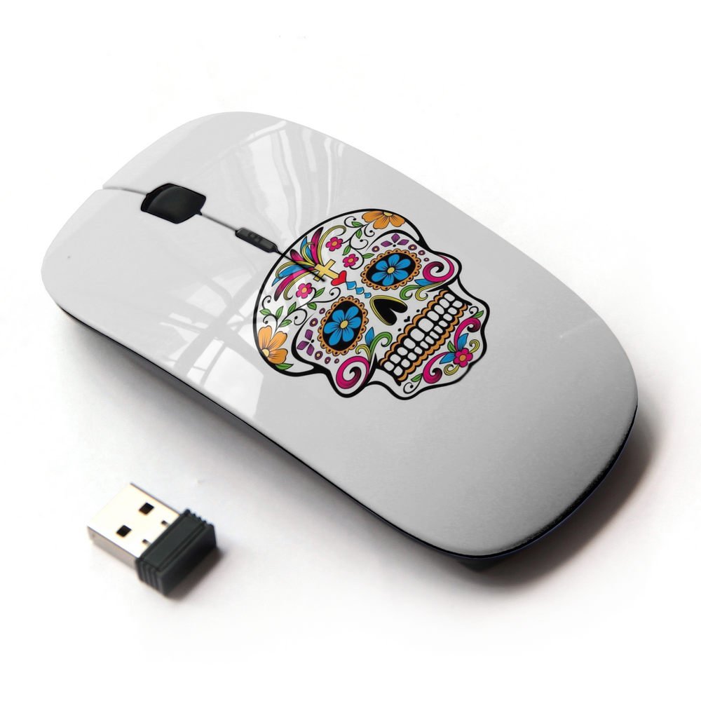 2.4G Wireless Optical Mouse with Colorful Sugar Skull Design - Perfect for Laptops, Desktops, and Office Work