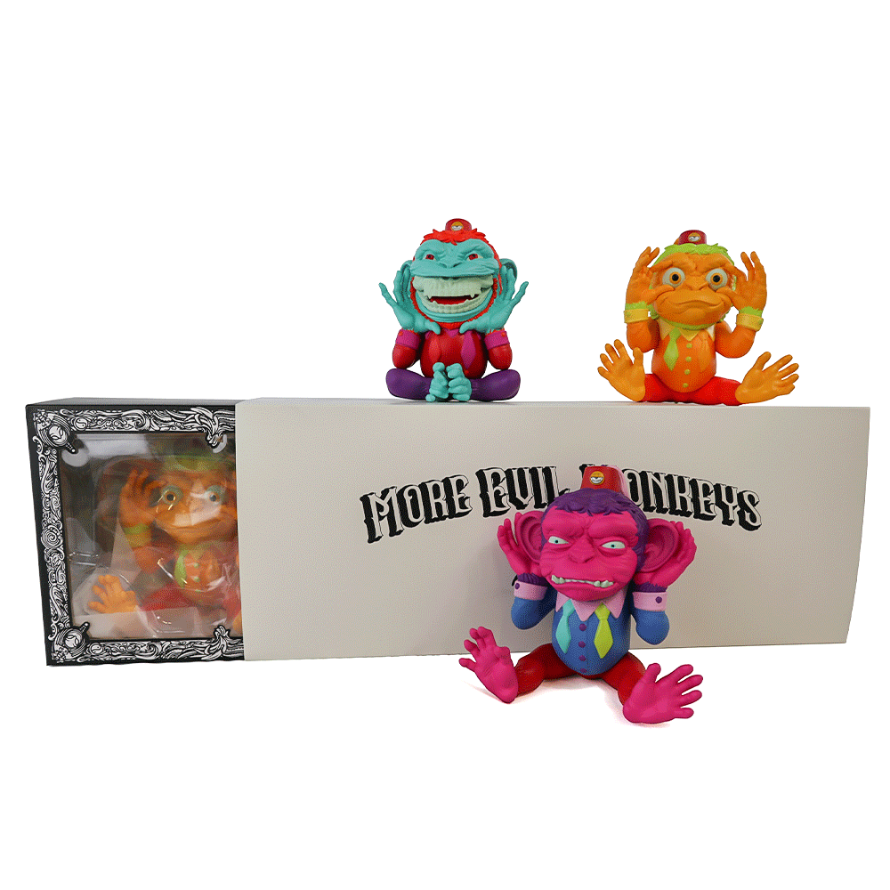 More Evil Monkeys Glow in The Dark 3-Piece Set - Spooky Home Decor for Halloween & Party Favors
