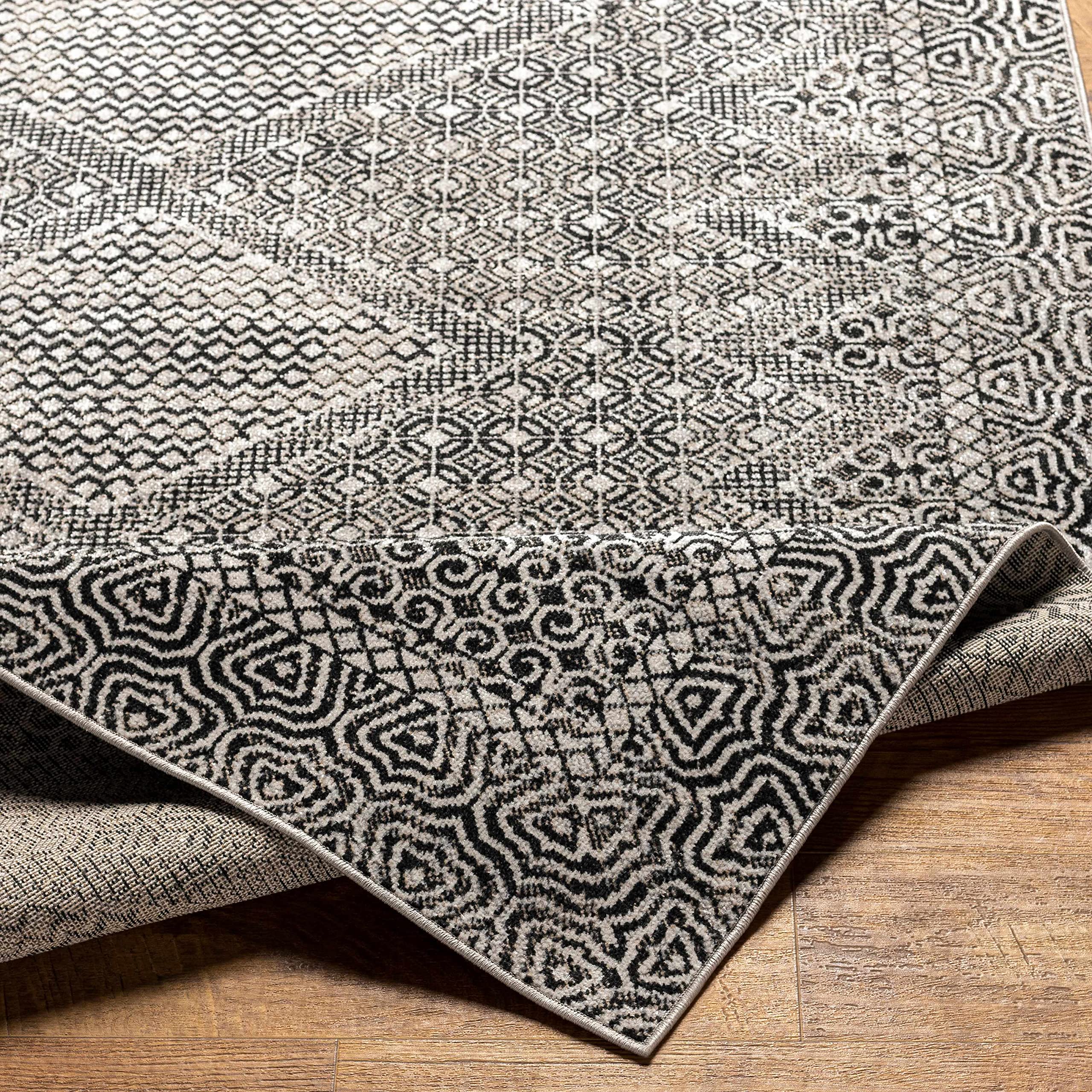 Hauteloom Consuelo Machine Washable Area Rug - Black & Gray - 5'3
