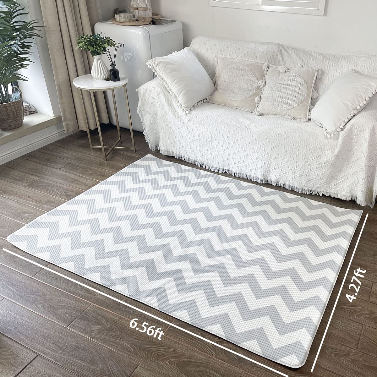 Napfox Baby Play Mat - Reversible Non-Toxic Waterproof Foam Floor Mat for Kids (6.56ft x 4.27ft) with Alphabet Design - Perfect for Nursery, Playroom & Toddler Learning Activities
