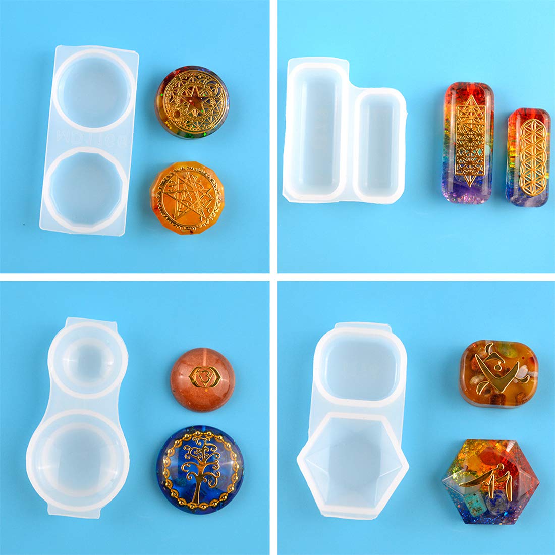 4-Piece Merkaba Resin Molds Set - Orgone Style Silicone Molds for Epoxy Resin Jewelry Making, DIY Pendant & Necklace Crafting - Perfect for Crystal Healing Jewelry, Spiritual Gifts, and Resin Art Projects
