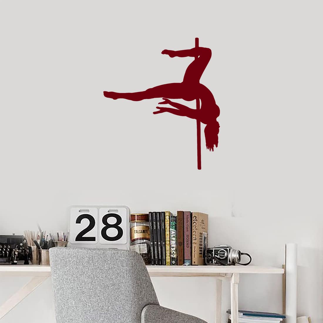 Premium Waterproof Vinyl Decal Stickers Set of 2 - Burgundy Pole Dancer Design for Laptop, Phone, Helmet, Car Window, Mug & Wall Decor | Durable Adhesive for Indoor & Outdoor Use