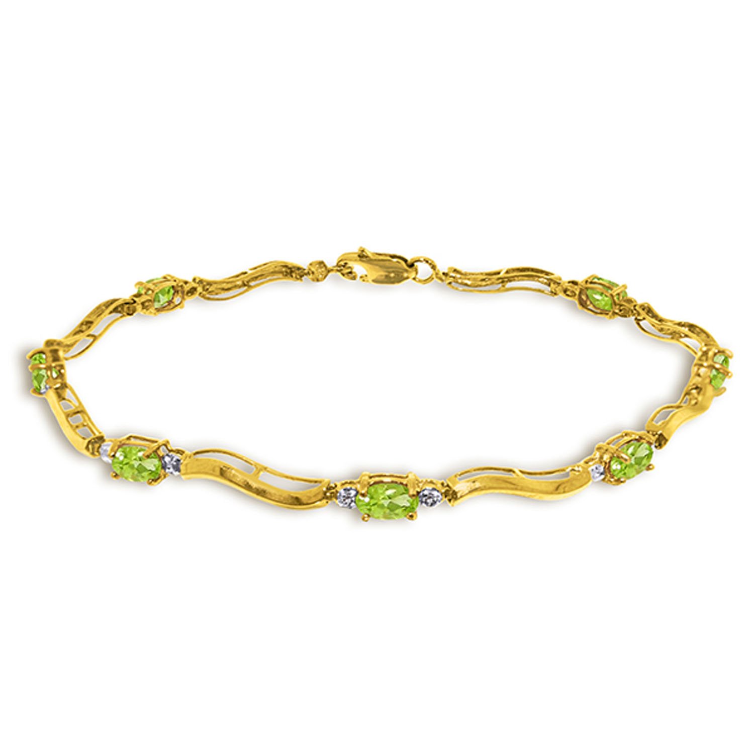 14K Solid Gold Tennis Bracelet with 2.01 CTW Diamonds & Peridot | Elegant Jewelry for Women | Perfect for Weddings, Anniversaries & Special Occasions