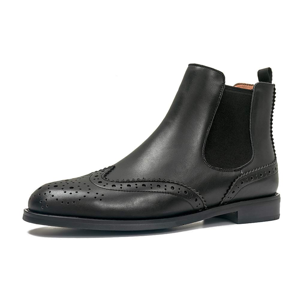 Stylish Women's Leather Brogue Chelsea Boots - Comfortable Ankle Boots for Casual, Office & Outdoor Wear