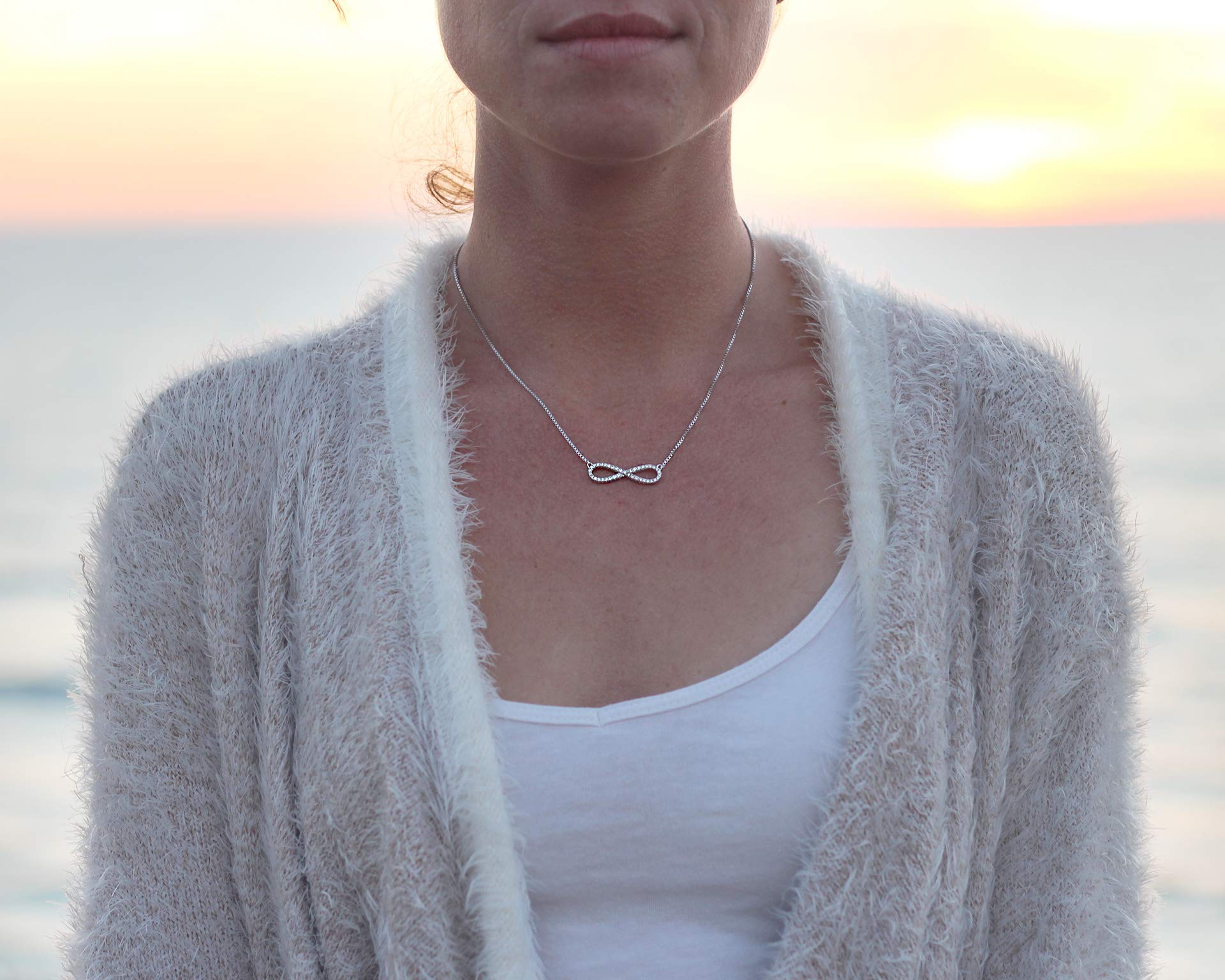 Cleo Classic Designs Infinity Necklace for Women - Elegant Mother's Day Gift, Mom Jewelry, Sterling Silver Infinity Symbol Necklace - Perfect for Birthday, Anniversary & Everyday Wear