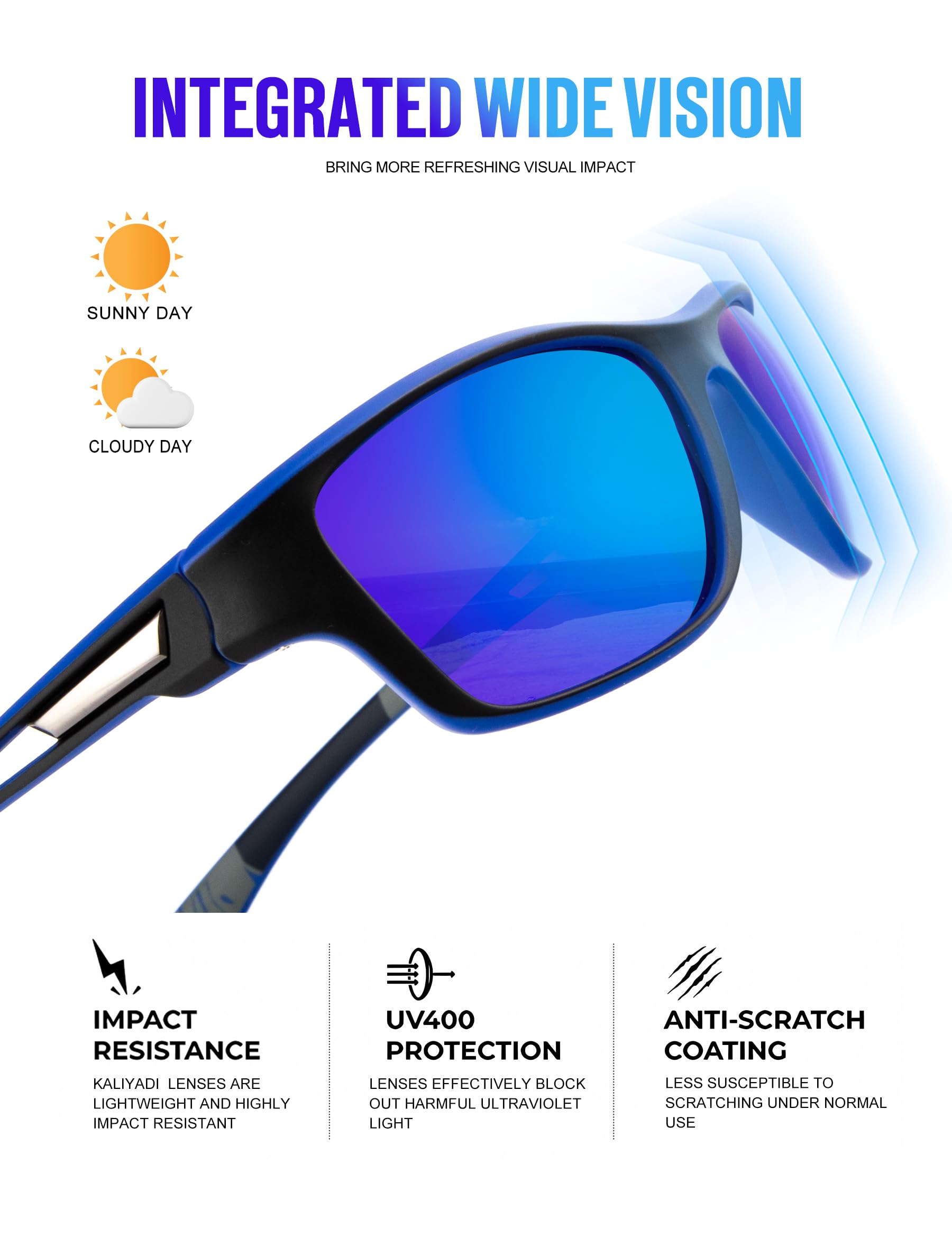 KALIYADI Polarized Sunglasses for Men - UV Protection Sports Sunglasses for Driving, Cycling & Fishing - Durable Outdoor Activewear Accessories