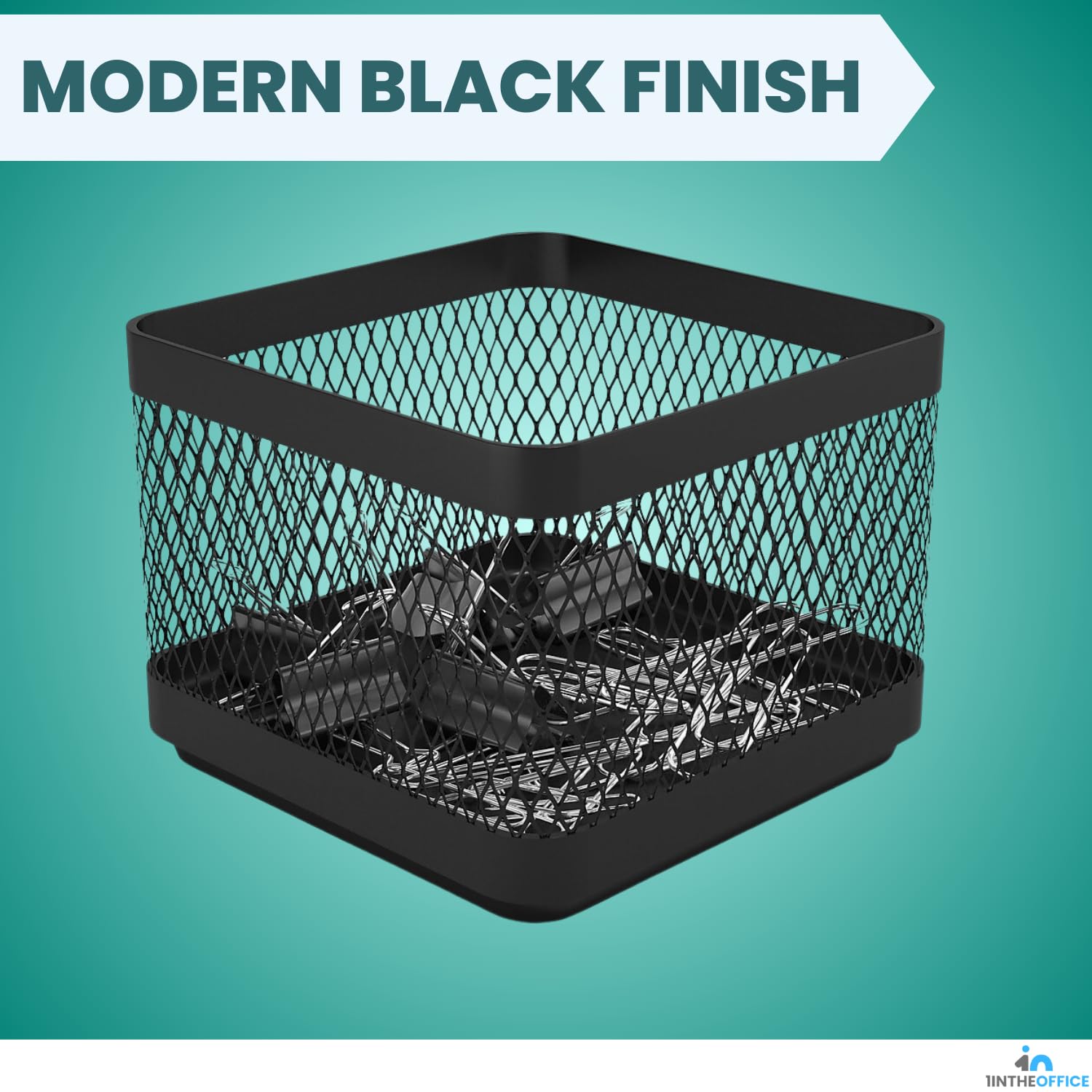 1InTheOffice Mesh Paperclip Holder for Desk - 2 Pack Desk Organizer for Paper Clips, Staples & Office Supplies | Perfect for Home, Office & School Organization