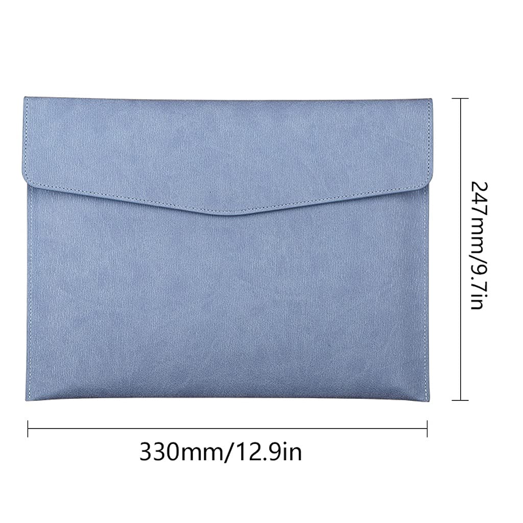 Premium PU Leather File Folder Organizer - Snap Button Envelope Cover for Documents, Letters & Papers - Portable Flat Document Holder (Black, Blue) - Ideal for Office, School & Travel Use