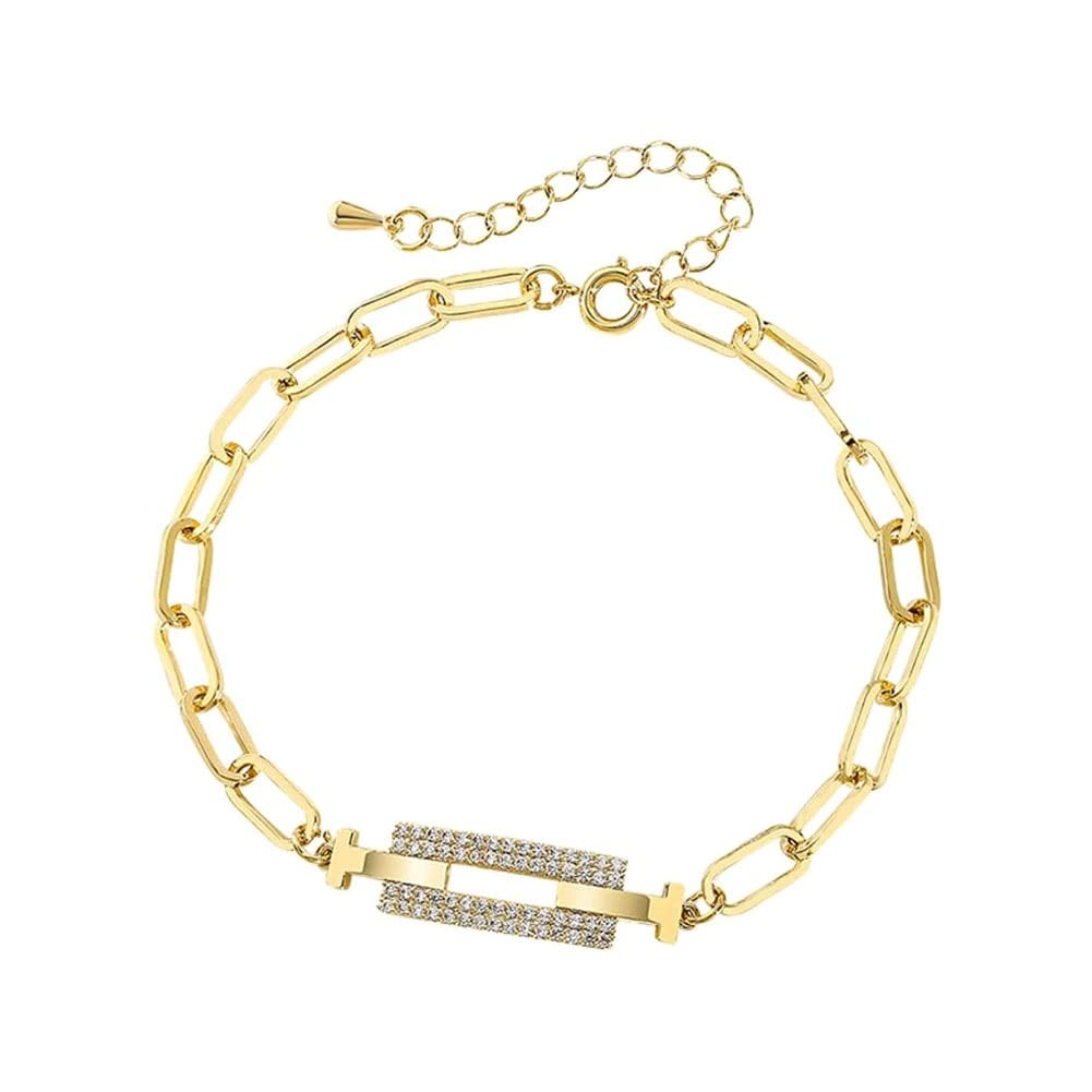 Elegant Adjustable Gold Cuban Link Bangle Bracelet for Women - Simple Paperclip Cuff Wrist Jewelry, Valentine's Day & Birthday Gift for Her, Perfect for Office Wear, Date Nights and Special Occasions