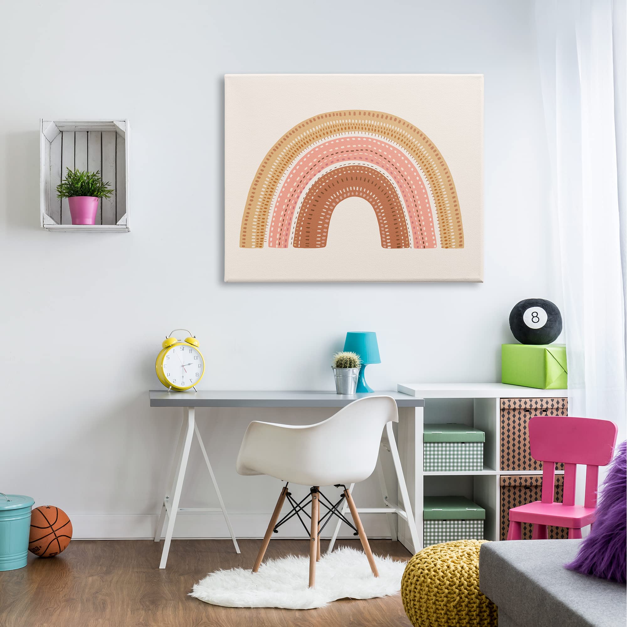 Stupell Industries Earthly Boho Rainbow Embroidery Stitch Wall Art - Handmade Inspired Pattern by Nancy McKenzie - Perfect for Bohemian Home Decor, Nursery & Living Room Wall Hangings