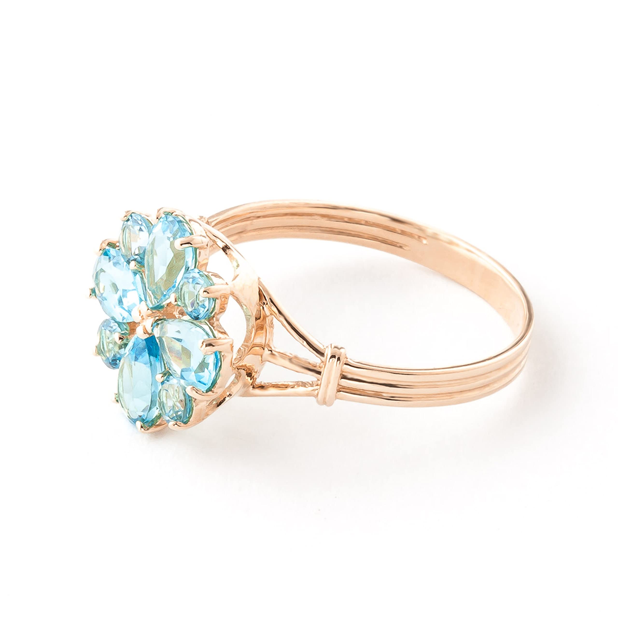 14K Solid Rose Gold Natural Blue Topaz Flower Ring - 2.43 Carat Galaxy Gold GG | Elegant Jewelry for Weddings, Anniversaries & Special Occasions