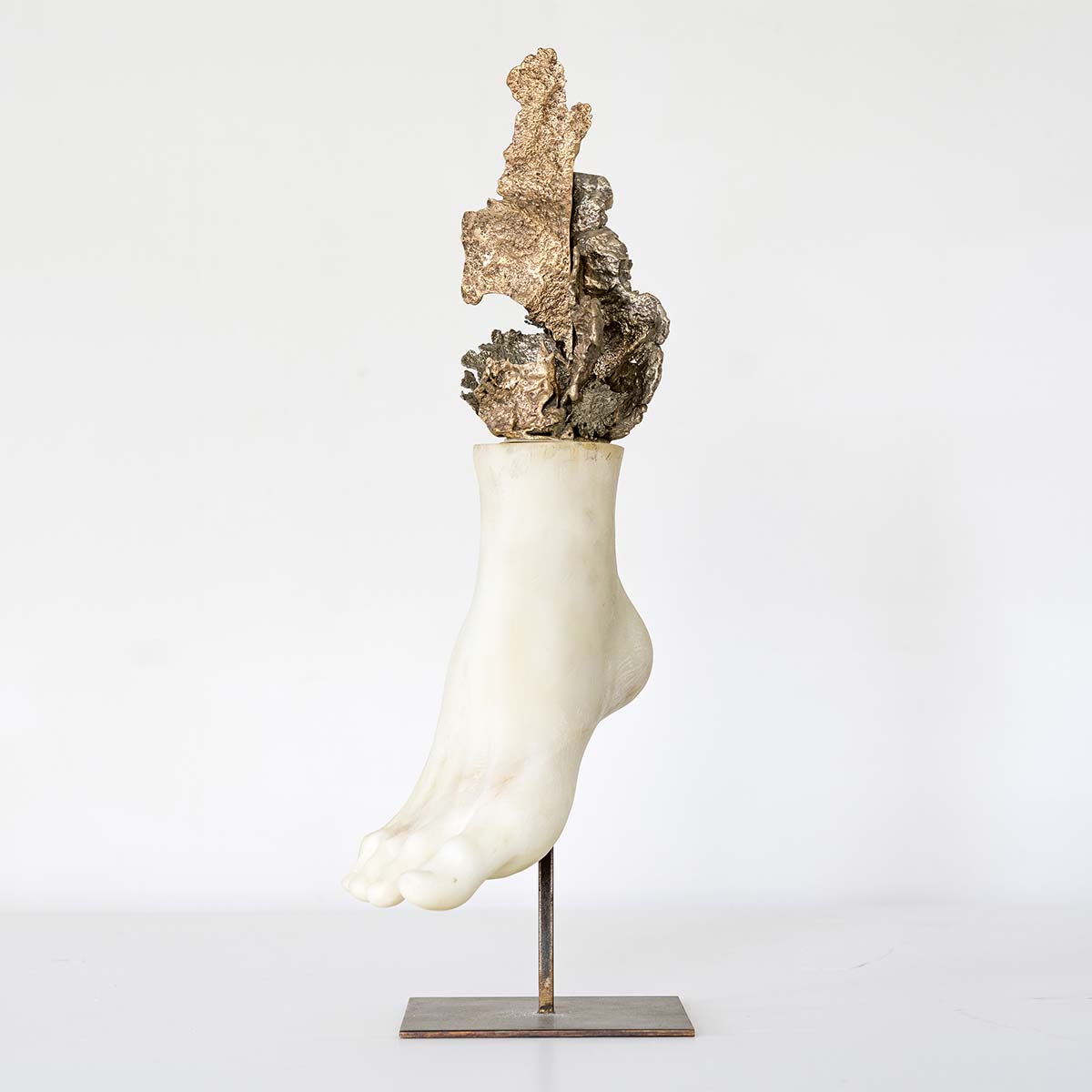 Anima Sacra Carrara Marble & Bronze Sculpture - Religious Art Decor for Home Altar, Church, or Meditation Space