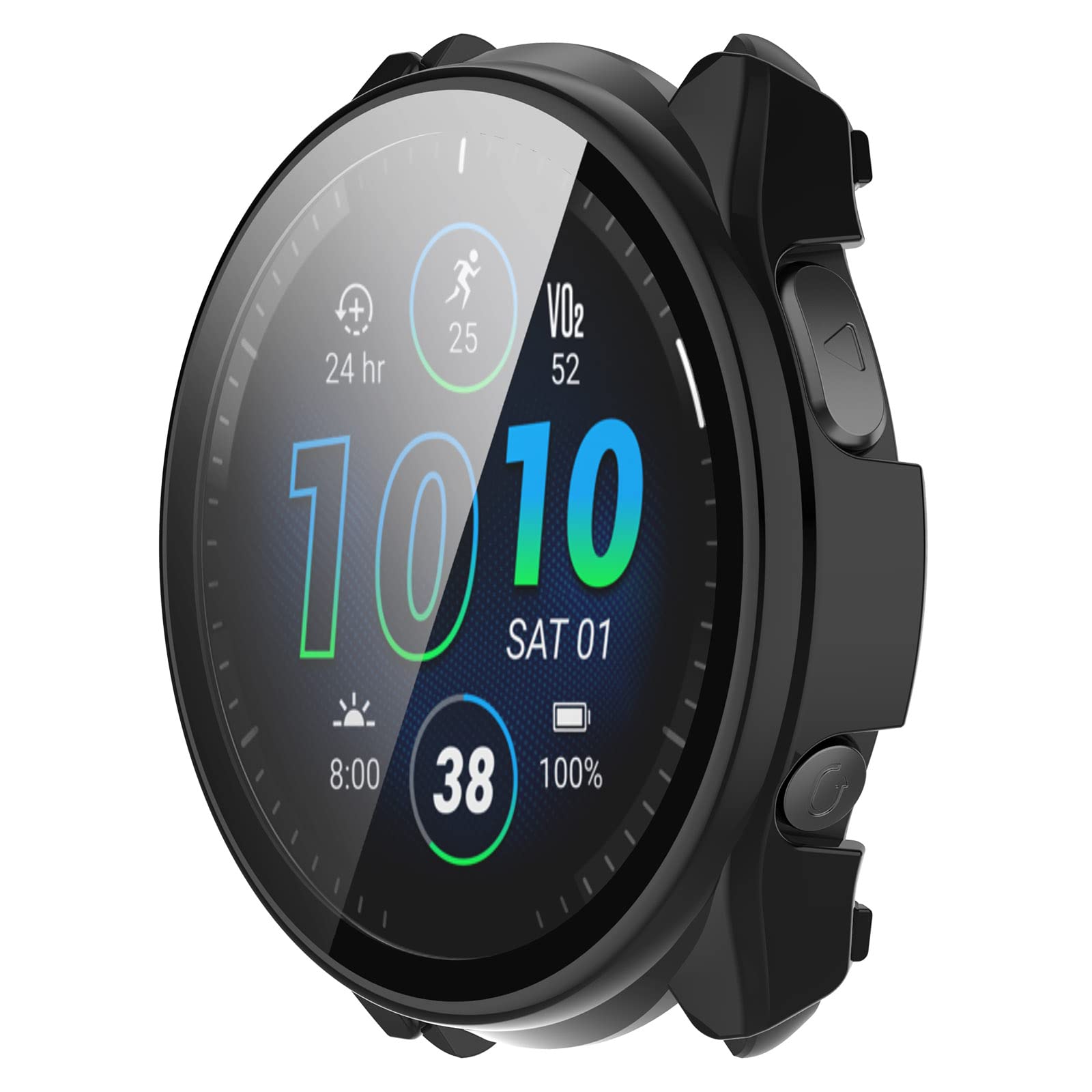 2-Pack Durable Hard PC Bumper Case with Tempered Glass Screen Protector for Garmin Forerunner 965 Smartwatch - Shockproof & Scratch-Resistant Protective Cover for Running, Hiking & Outdoor Sports