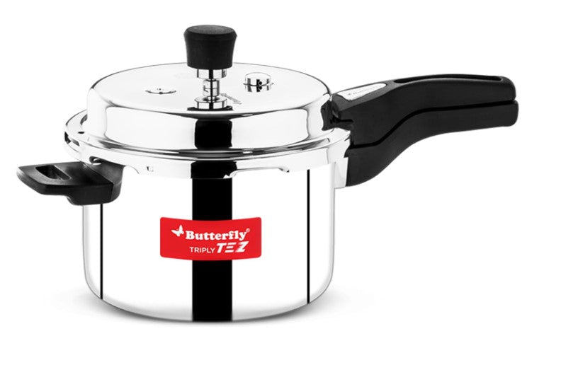 5L Butterfly Stainless Steel Tri-Ply Pressure Cooker - Fast & Safe Cooking for Soups, Stews & Rice | Ideal for Home Kitchens & Camping