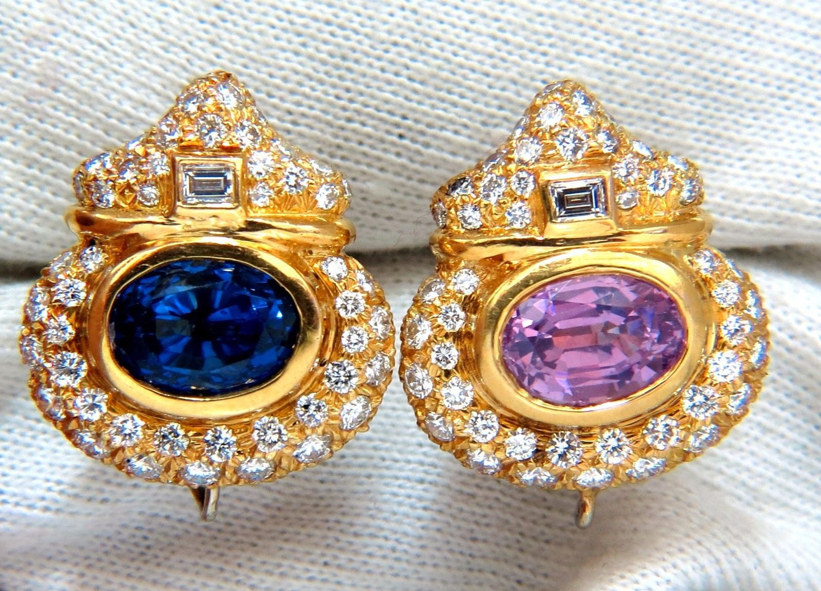 AGL Certified 10.75ct Natural Pink & Blue Sapphire Diamond Earrings in 18kt White Gold - Elegant Jewelry for Weddings, Anniversaries & Special Occasions