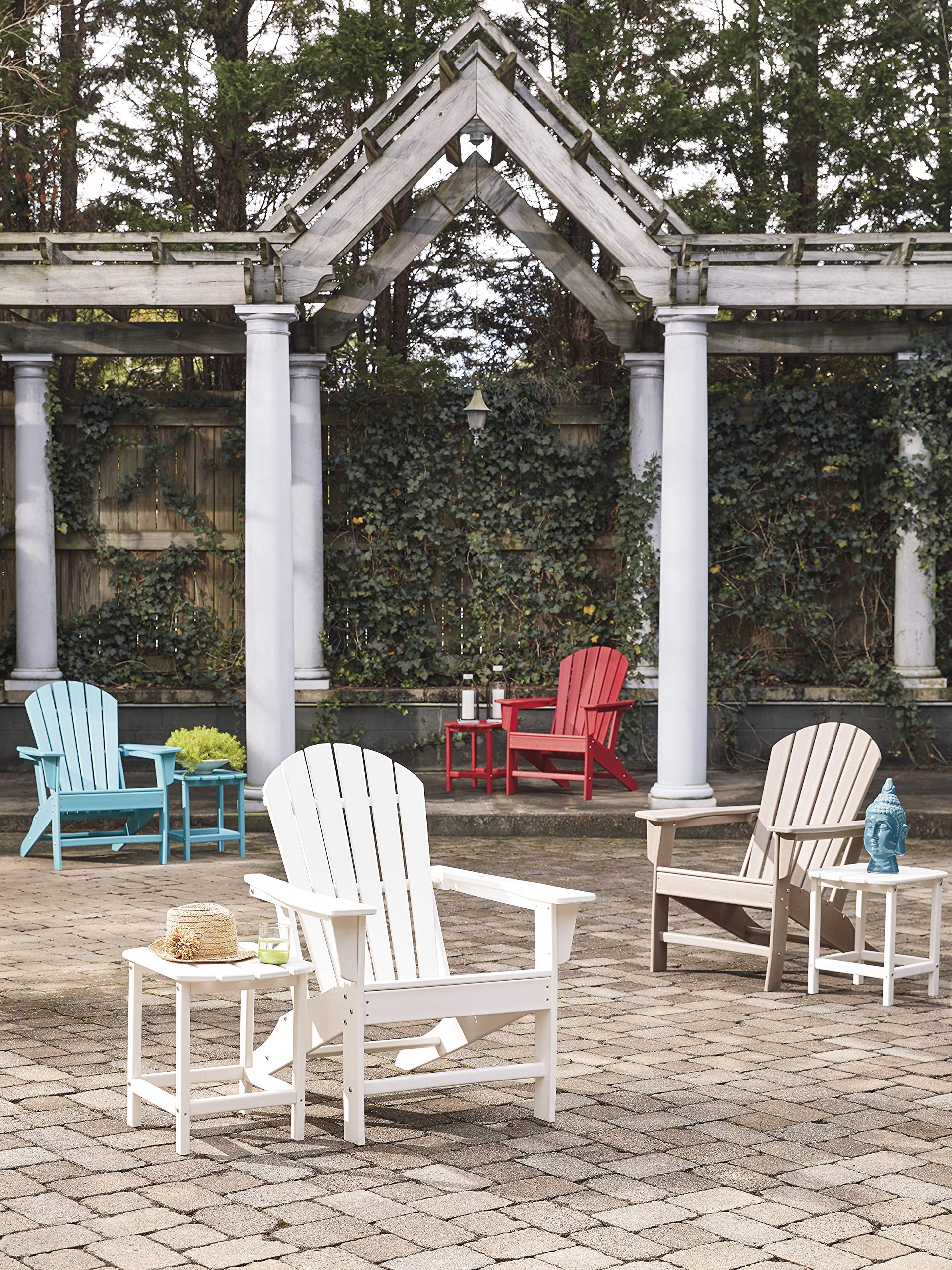 Signature Design by Ashley Sundown Treasure Outdoor Patio HDPE Weather-Resistant Adirondack Chair in Red - Perfect for Backyard, Garden & Poolside Relaxation