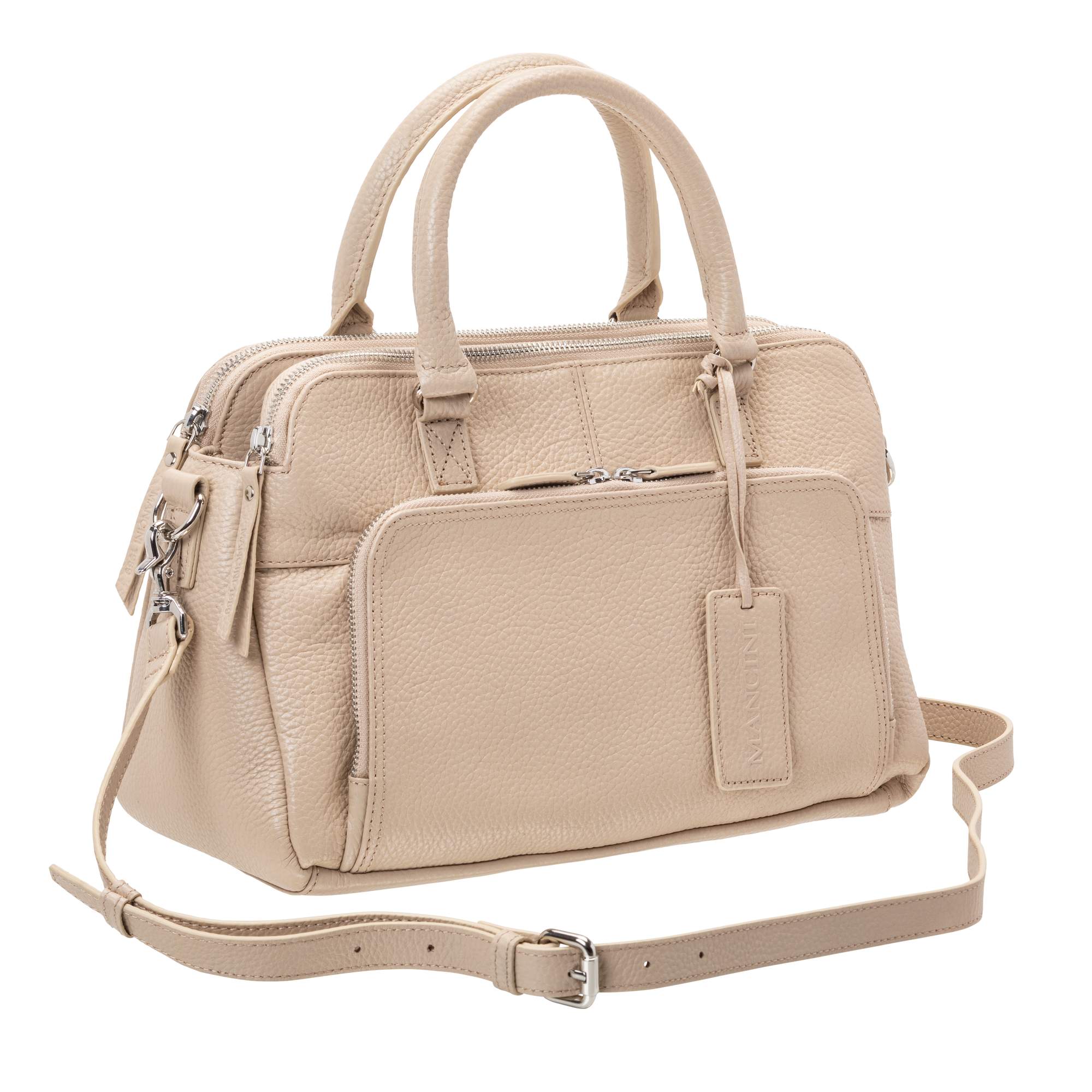 Mancini Pebbled Jennifer Leather Satchel Bag for Women - Stylish & Durable Handbag for Work, Travel & Everyday Use