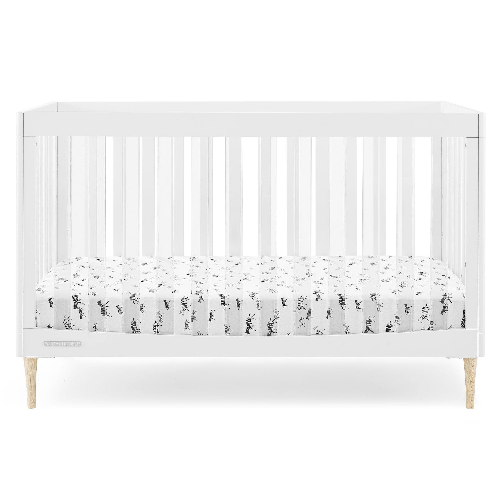 Austin Acrylic 4-in-1 Convertible Baby Crib - Toddler Bed, Daybed & Full-Size Bed | Modern Nursery Furniture for Boys & Girls | Perfect for Small Spaces & Growing Families
