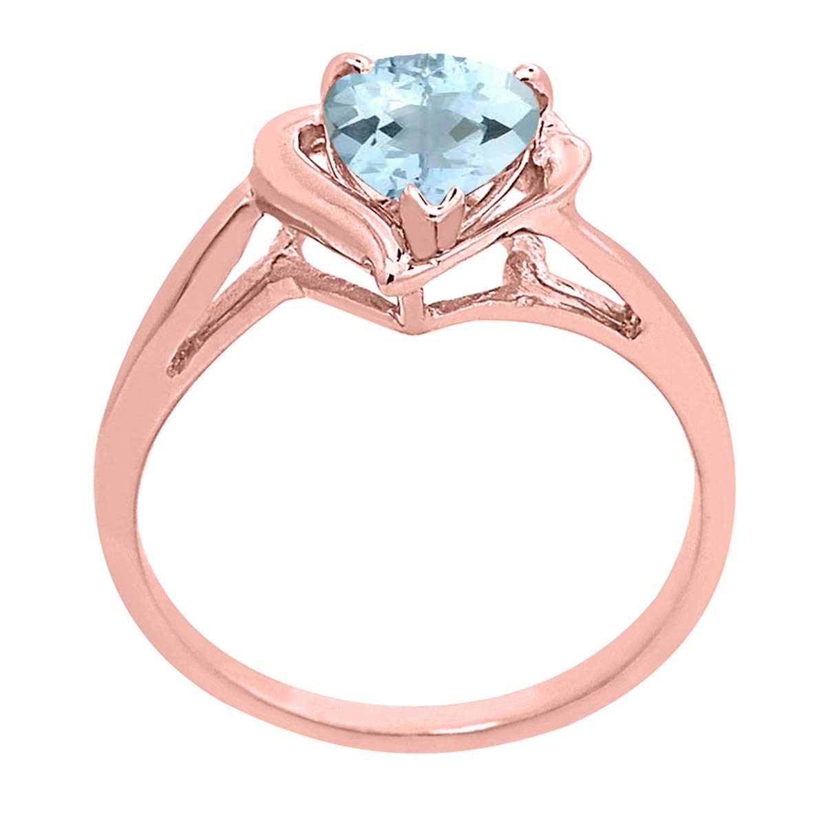 0.85 Carat Heart Shaped Aquamarine and Diamond Ring for Women - 10K Rose Gold Prong Setting | Elegant Wedding, Anniversary & Valentine's Day Gift