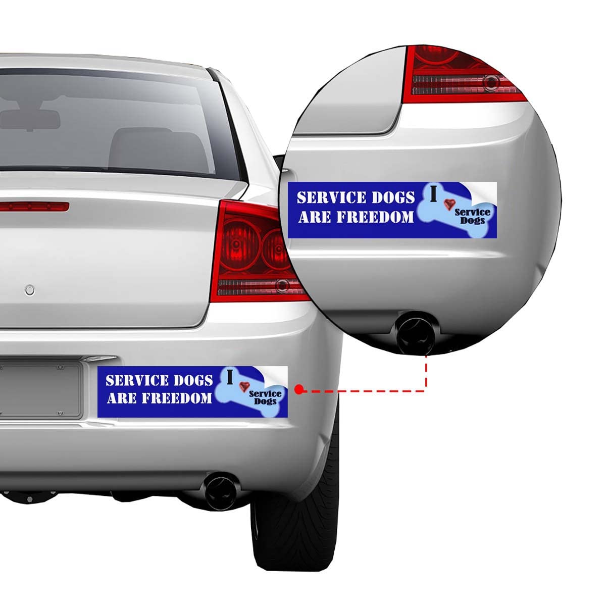 I Love Service Dogs Bumper Sticker - Funny Car Decals & Window Stickers for Cars, Trucks, SUVs - Show Your Support for Service Animals on the Road