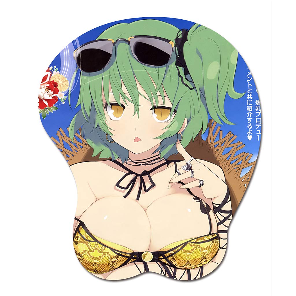 Senran Kagura Anime Gaming Mouse Pad with Ergonomic Wrist Rest - 3D Printed 2-Way Design (Senran Kagura Series) for PC Gamers & Office Work