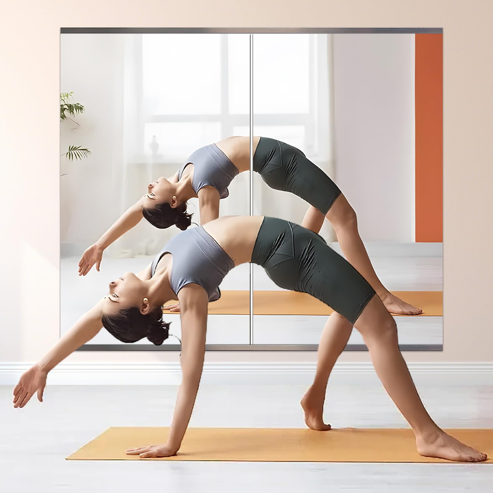 48''x24''x2PCS Large Full Body Mirror for Home Gym - Frameless Wall Mounted Yoga Mirror for Bedroom, Bathroom & Garage - Perfect for Fitness, Dance Practice & Home Decor
