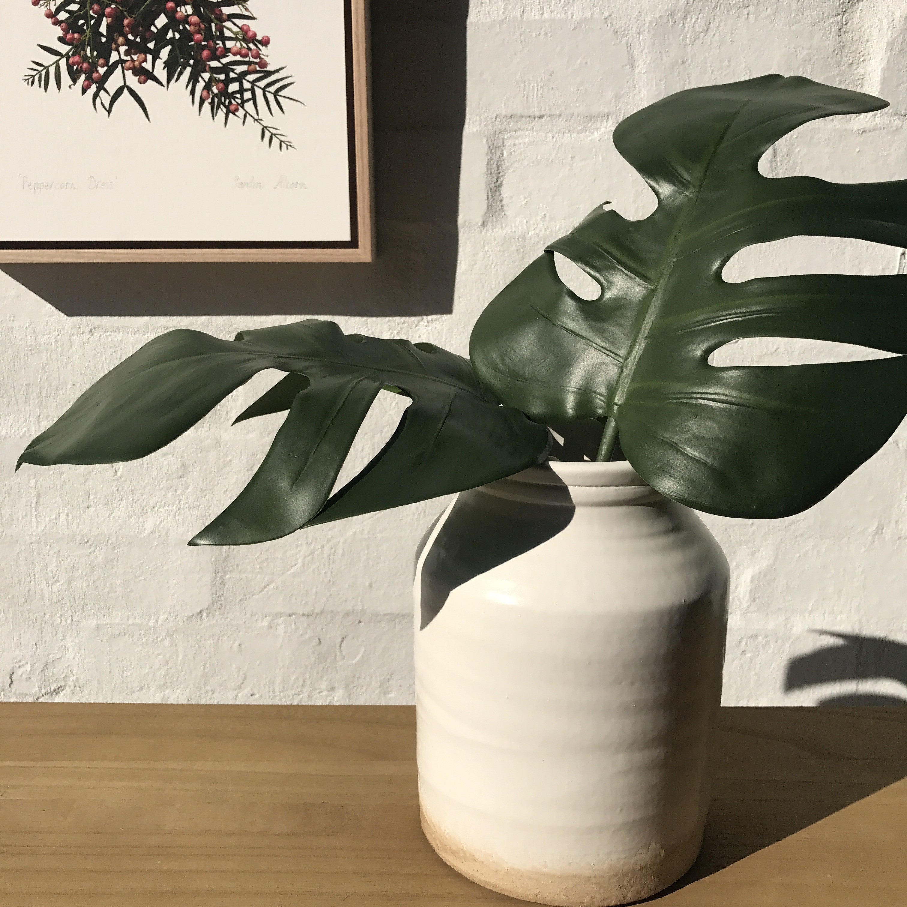 Premium Artificial Monstera Deliciosa Leaves - Large Faux Tropical Plants with 2 Stems - Perfect for Home Decor, Office, Wedding & Party Arrangements