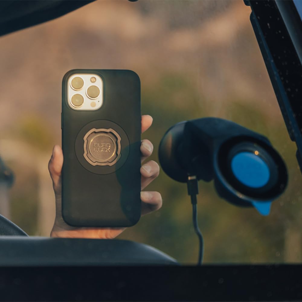 Quad Lock Suction Car Phone Mount with MAG Wireless Charging - Compatible with iPhone 13/14/15 & Samsung Galaxy - Windshield & Dashboard Phone Holder Kit - Perfect for Driving, GPS Navigation & Hands-Free Calls