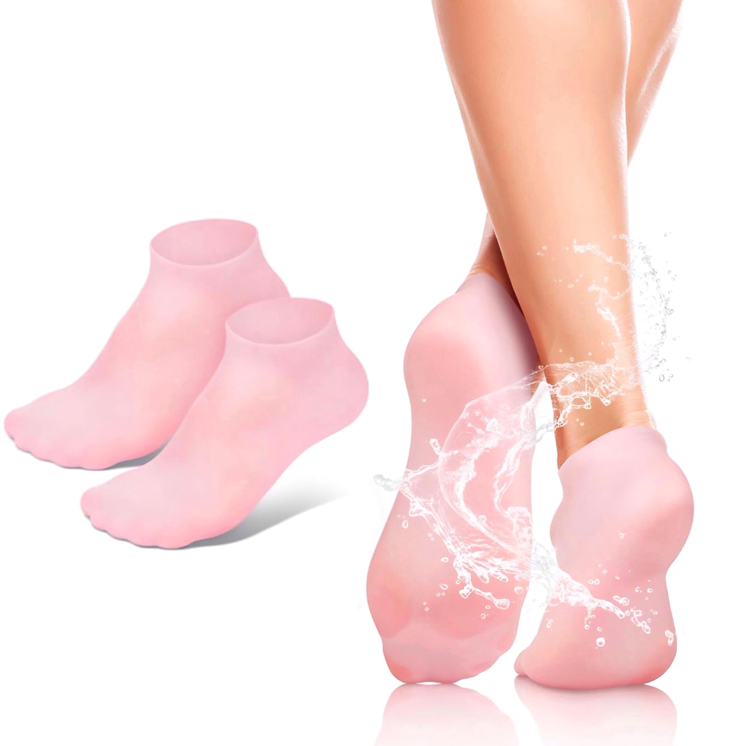 Qenixo Moisturizing Gel Lined Socks for Dry Cracked Feet - Soft Reusable Spa Socks with Lotion Infusion for Women - Perfect for Nighttime Foot Care & Cracked Heel Repair
