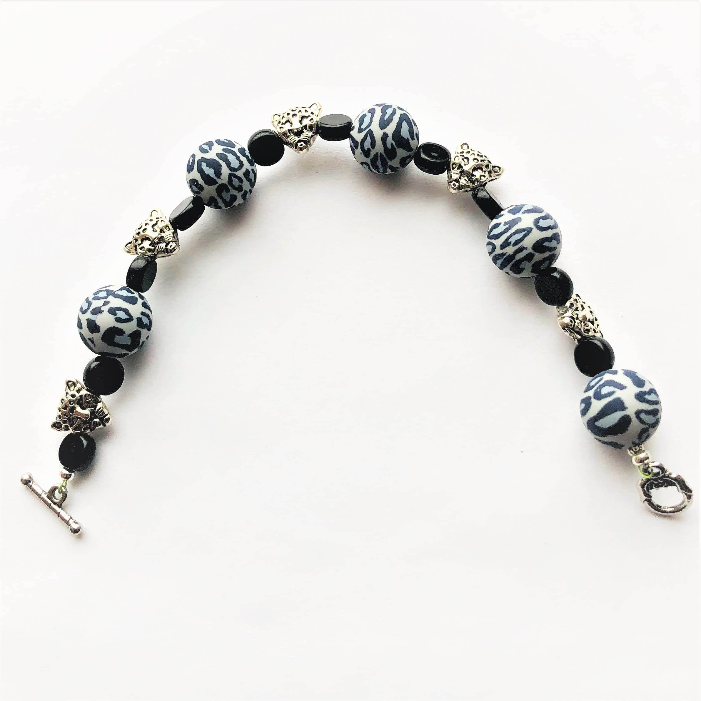 Leopard Head Bracelet for Women - Silver Plated Panther Beads Jewelry for Wild Animal Lovers | Perfect Gift for Her