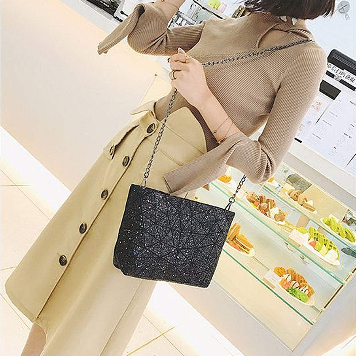 Mily Women's Holographic Laser Leather Envelope Clutch Handbag Purse - Stylish Evening Bag for Parties, Weddings & Night Out