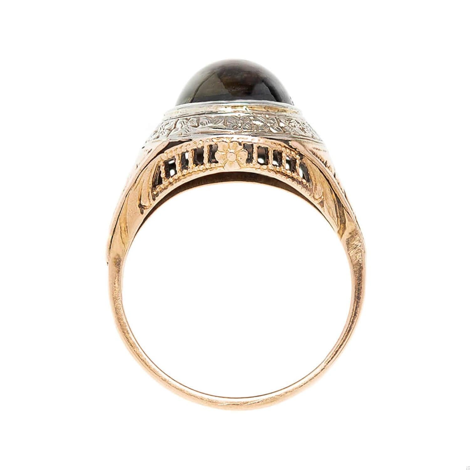 Vintage Edwardian 14k Gold & Platinum Star Sapphire Cocktail Ring for Women | Elegant Antique Jewelry for Evening Parties, Weddings & Special Occasions