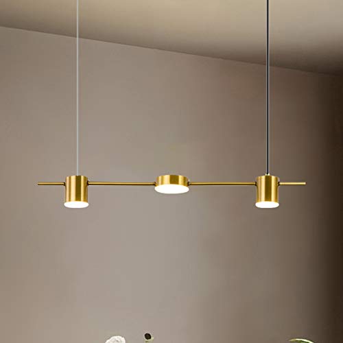 LITFAD Modern 3-Light Gold LED Chandelier - Adjustable Hanging Pendant Light with Cool White 21W Bulbs for Bedroom, Kitchen Island, Dining Room & Restaurant Lighting | Dimmable Contemporary Fixture for Home & Commercial Spaces